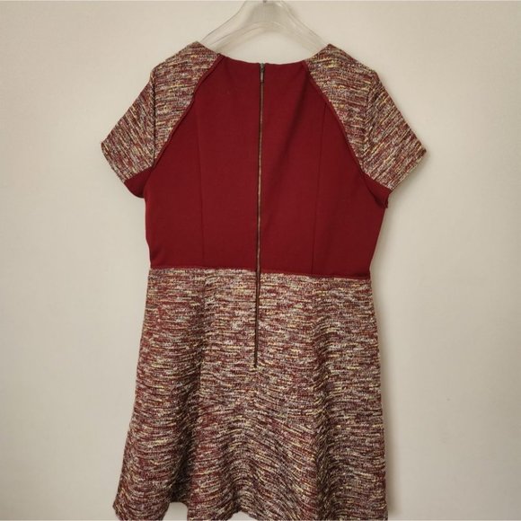 J. CREW | Checkered flutter dress tweed maroon red sz 16 - Picture 9 of 9